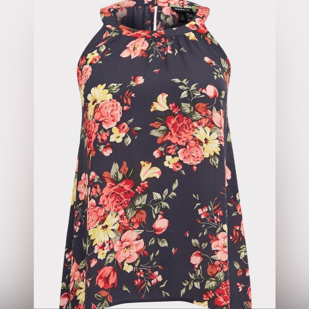 Torrid Floral Georgette Goddess Neckline Girlhood Girlie Summer Plus Tank Sz 0X